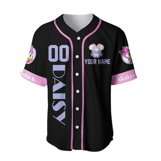Daisy Duck Pink Black Disney Custom Baseball Jersey, Custom Disney Shirts, Custom Shirt, Christmas Shirt