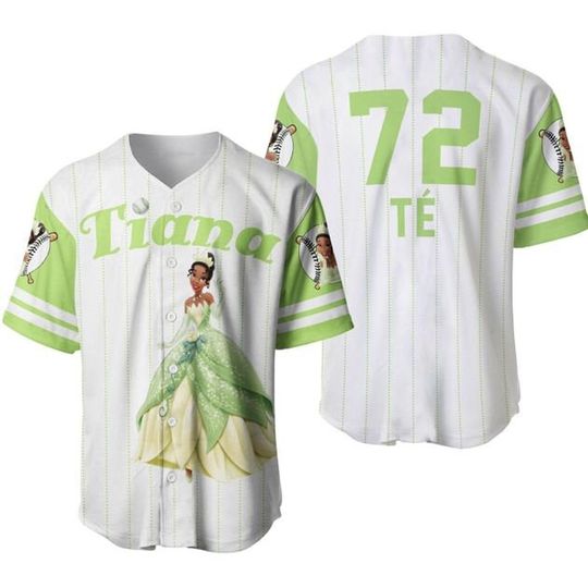 Tiana Princess White Lime Green | Disney Custom Baseball Jersey, Custom Disney Shirts, Custom Shirt, Christmas Shirt