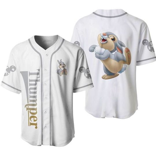 Thumper Rabbit Bambi Gray Stripes Patterns Disney Baseball Jersey, Custom Disney Shirts, Custom Shirt, Christmas Shirt