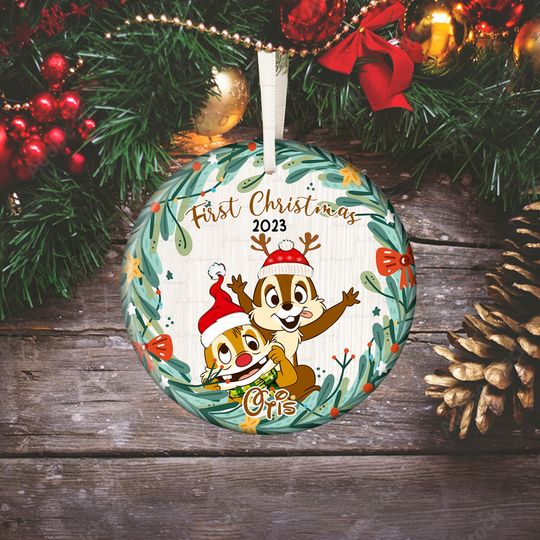 Personalized Chip and Dale Ornament, Disney Christmas Ornament