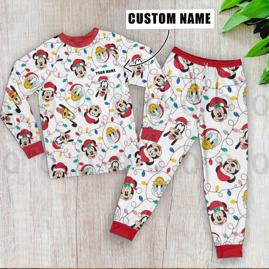 Mickey Christmas Pajamas Set, Mickey Pyjama, Disney Pajama