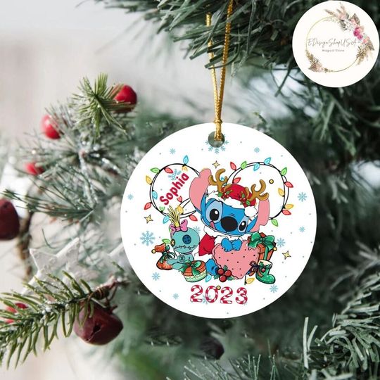 Personalized Disney Stitch Christmas Ornament, Stitch And Scrump Christmas Keepsake 2023