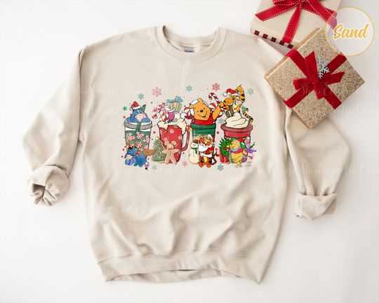 Disney Christmas Winnie The Pooh Latte Coffee Shirt, Cute Pooh Latte Christmas Sweatshirt
