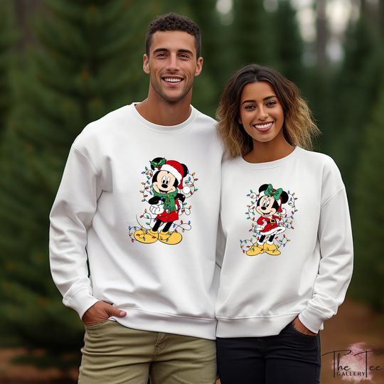Discover Mickey and Minnie Christmas Sweatshirt, Christmas Party, Christmas Family, Disneyland Couple Gift