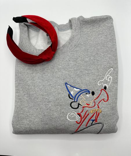 Sorcerer Mickey Embroidered Sweatshirt | Disney World |Mickey Disneyland Embroidered