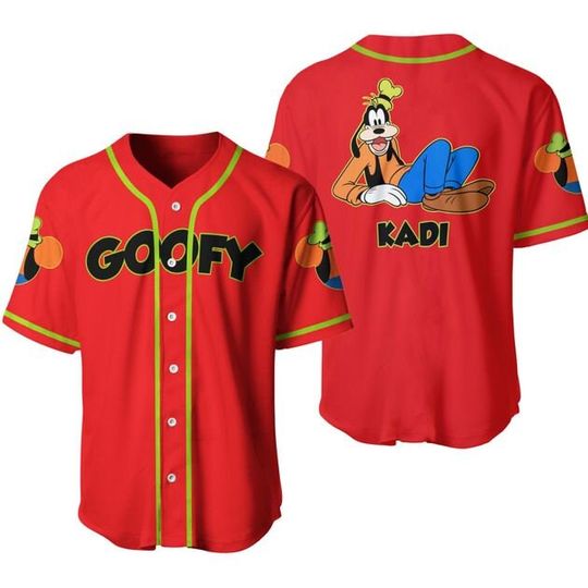 Discover Chilling Goofy Dog Black Red Jersey, Disney Custom Baseball Jersey