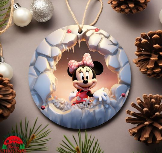 Minnie Break Through Ornament Sublimation, Disneyland Ornament