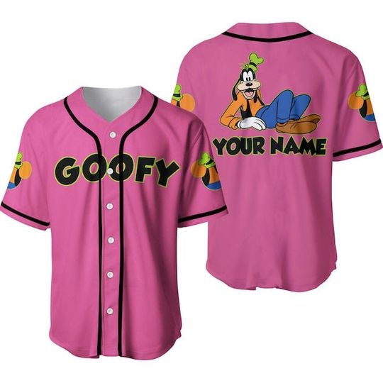 Pink Goofy Disney Baseball Jersey, Custom Disney Shirts