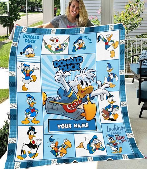 Personalized Disney Donald Duck Blanket, Donald Christmas Fleece Blanket