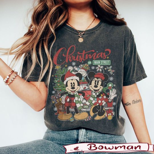 Discover Vintage Disney Christmas On Main Street Minnie Mickey's Very Merry Shirt