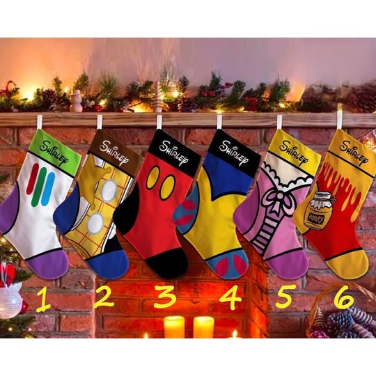 Personalized Disney Christmas Stockings, Characters Family Christmas Stocking