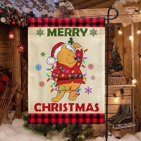 Discover Winnie the Pooh Disney Christmas Garden Flag
