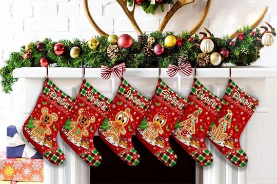 Personalized Disney Gingerbread Christmas Stocking, Disney Christmas Stocking