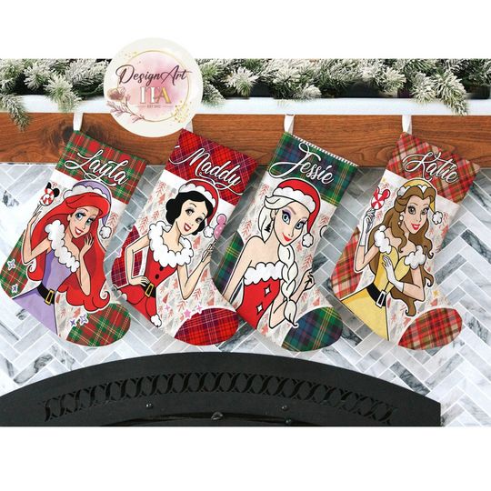 Personalized Multi-character Disney Princess Christmas Stockings