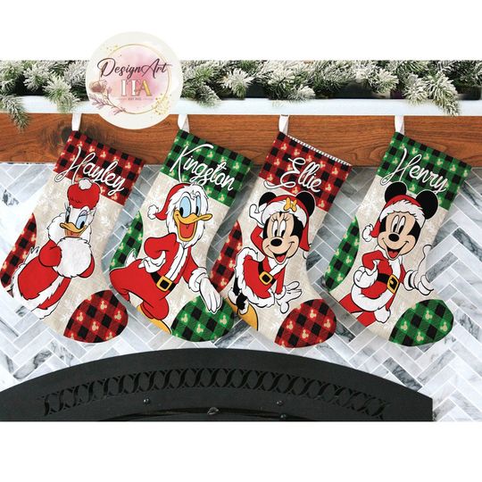 Personalized Multi-character Disney Christmas Stockings, Christmas Santa Claus