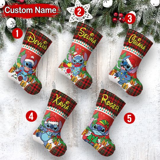 Personalized Ddisney Stitch Christmas Stockings Custom Xmas Stockings