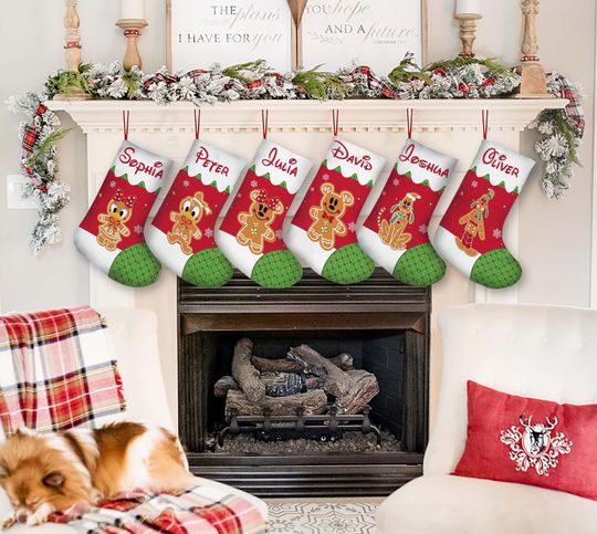 Custom Mickey and Friends Christmas Stocking, Disney Gingerbread Stockings