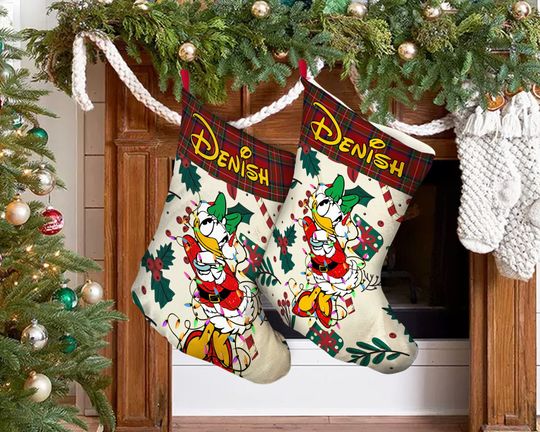Custom Name Daisy Duck Christmas Stocking, Disney Stocking