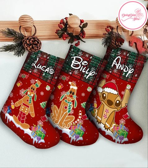 Personalized Gingerbread Christmas Stocking, Disney Christmas Stocking