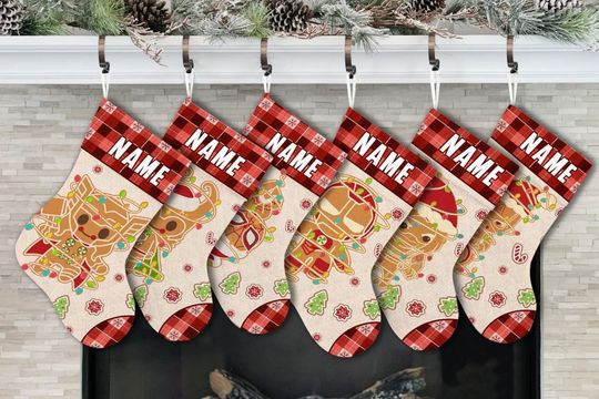 Personalized Gingerbread Disney Avengers Superhero Christmas Stockings with Name