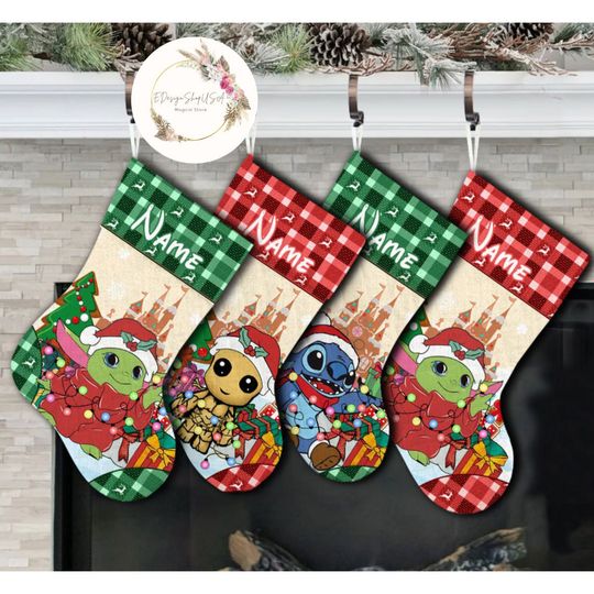Personalized Multi-character Stitch Groot Disney Christmas Stockings