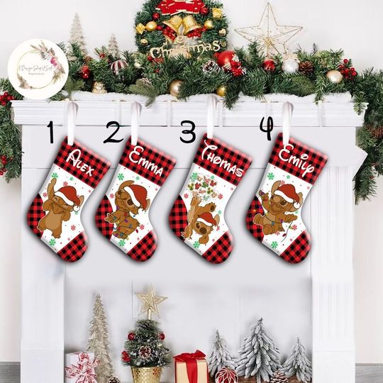 Personalized Stitch Gingerbread Christmas Stockings, Disney Christmas