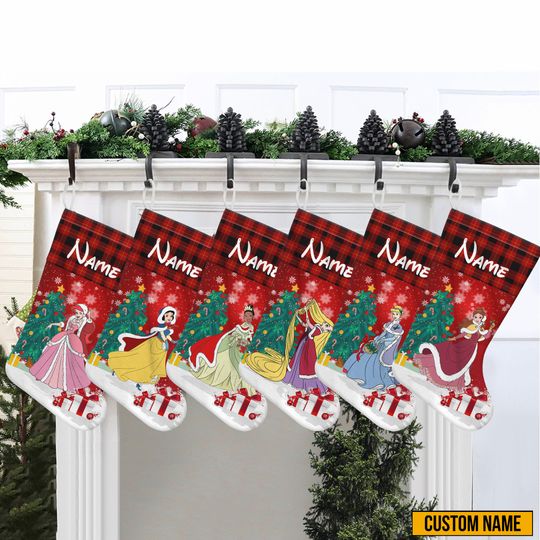 Personalized Princess Stocking With Name, Disney Princess Characters Stocking