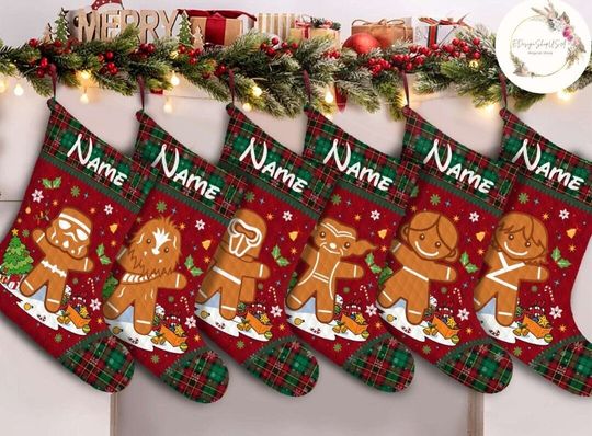 Personalized Gingerbread Disney Christmas Stockings With Name