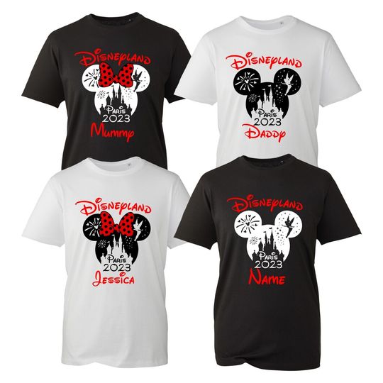 Discover Personalised Disneyland Paris 2023 T-Shirt, Mickey Minnie Family Matching