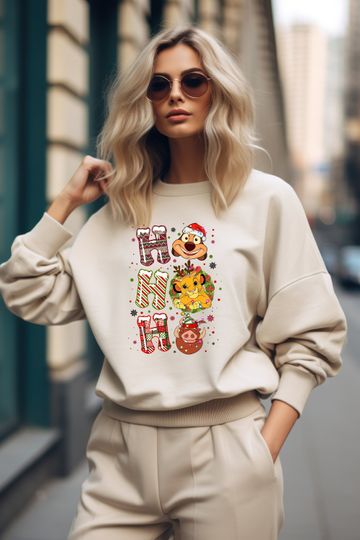 Disney The Lion King Christmas Lights Sweatshirt, Santa Simba Pumbaa