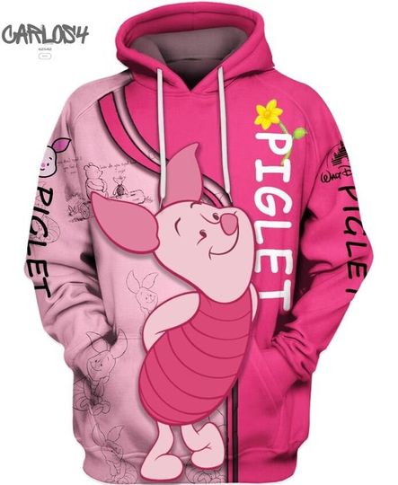 Christmas Adorable Piglet Hoodie, Disneyland Hoodie, Cartoon Hoodie