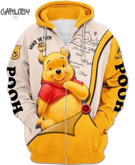 Adorable Winnie The Pooh Zipper Hoodie, Disneyland Hoodie