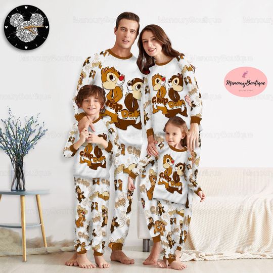 Christmas Chip And Dale Pajamas, Chip N Dale Pajamas, Disney Chip N Dale Pajamas