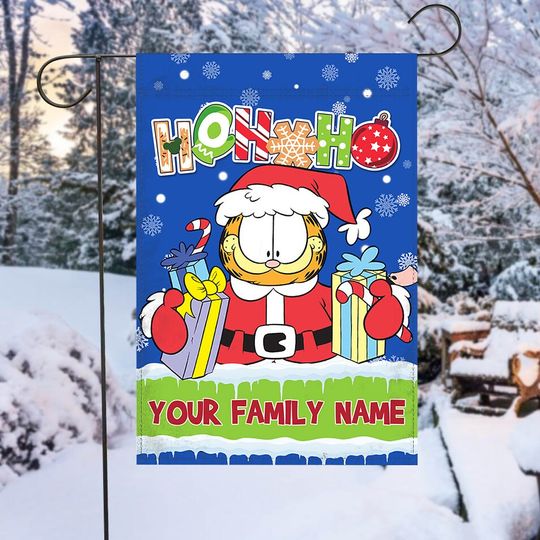 Personalized Garfield Christmas Disney Garden Flag