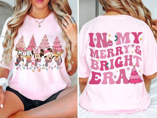 Mickey and Friends Christmas Shirt, Disneyland Christmas Shirt, Pink Christmas Tree Shirt