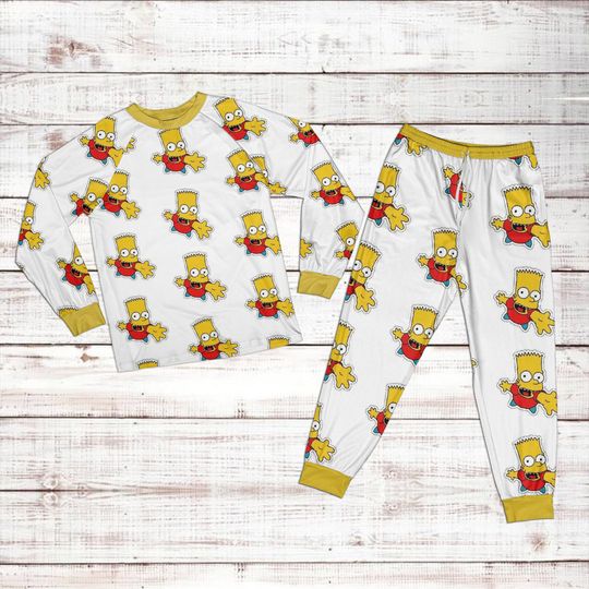 Disney Bart Simpson Pattern Raglan Pajamas Set