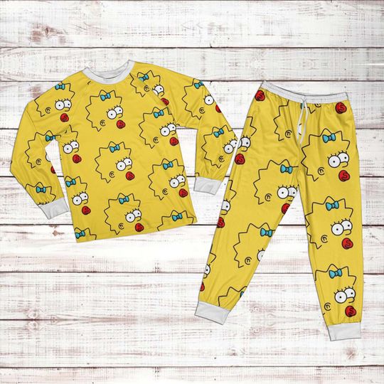 Disney Lisa Simpson Pattern Raglan Pajamas Sets