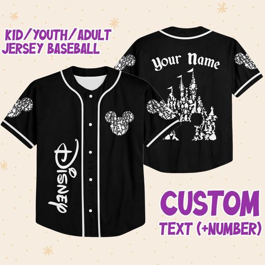 Discover Personalized Disney Mickey Castle Baseball Jersey
