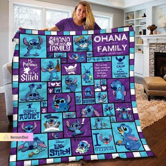 Christmas Stitch Ohana Blanket, Funny Stitch Disney  Fleece Blanket