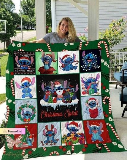 Christmas Stitch Blanket, Stitch Christmas Disney Fleece Blanket
