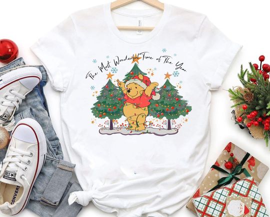 Discover Most Wonderful Time Of The Year Pooh Christmas Shirt Disney Family Matching T-shirt
