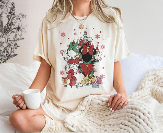 Minnie Mouse and Daisy Duck Besties Christmas Light T-shirt, Disney Mickey's Very Merry Xmas Matching Tee