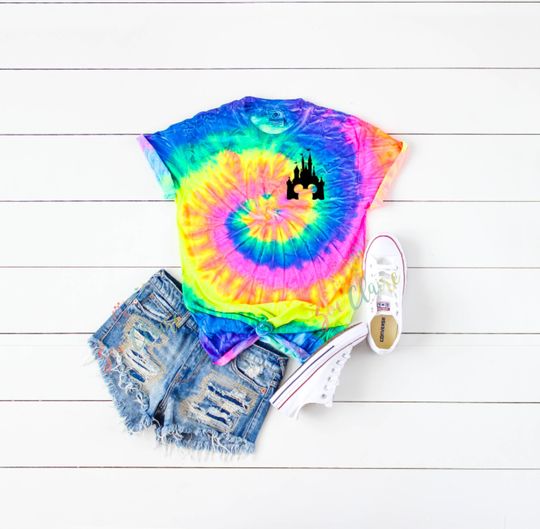 Discover DisneyWorld Mickey Castle Tie Dye Shirts, Custom Tie Dye Disney Tee
