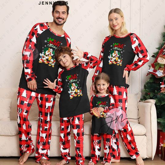 Disney Donald Duck Matching Christmas Pajamas For Family, Christmas Pajamas
