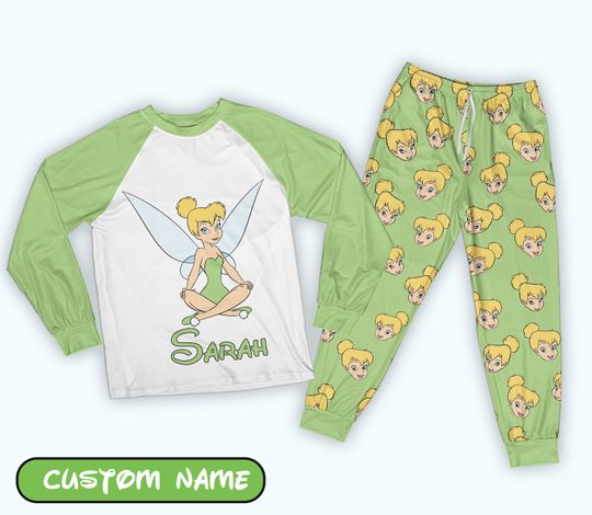 Custom Ddisney Princess Pajama Set Personalized Tinker Bell Pajama Ddisney Cartoon
