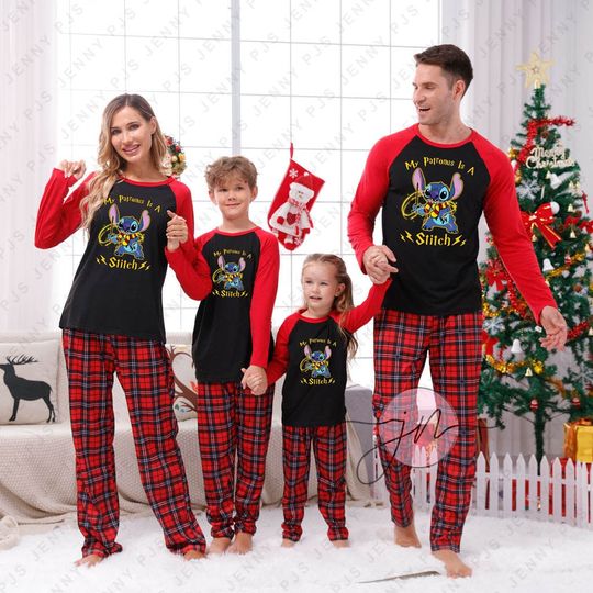 My Patronus Is A Stitch Disney Peanuts Christmas Pajamas, Christmas Pajamas