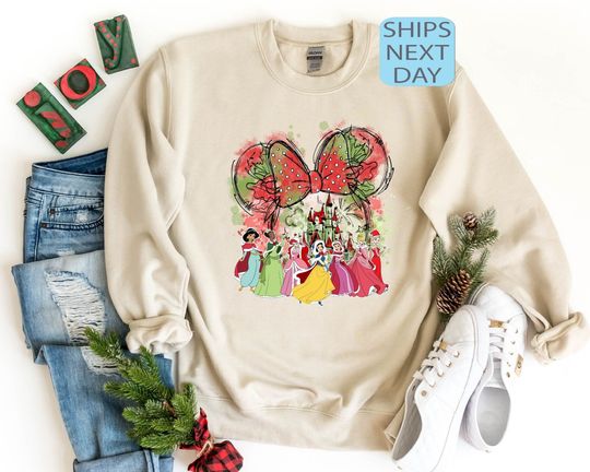 Disney Princess Castle Christmas Sweatshirt, Disney Christmas Sweatshirt, Disney Christmas