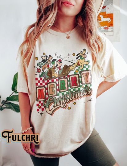 Retro Mickey And Friends Merry Christmas Shirts, Disney Christmas party 2023 Shirt