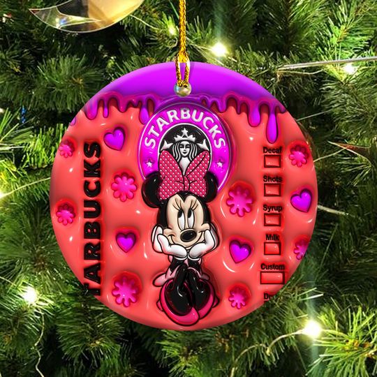 Minnie Starbucks Disneyland Inflated Ornament, 3D Christmas Inflated Ornament