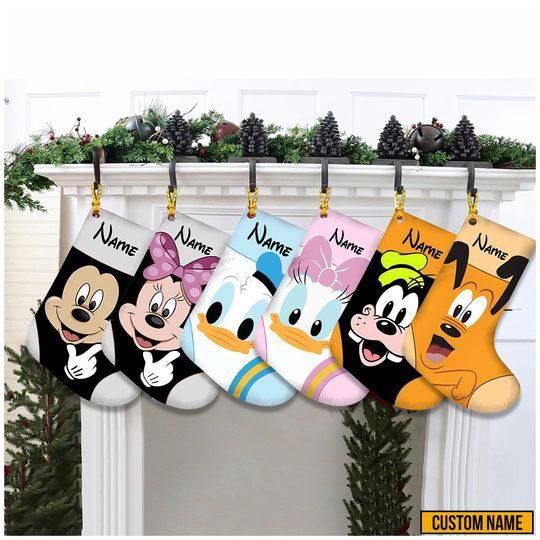 Mickey and Friends Xmas Stocking, Personalized Disney Christmas Stockings, Disney Family Stocking